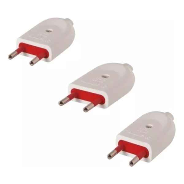 Ficha Macho Modular 2 Polos Sin Tierra 10 Amp Pack X 3