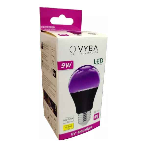 Lámpara Led Luz Negra Fiesta Flúor Uv 9w Contacto Colon - Imagen 2