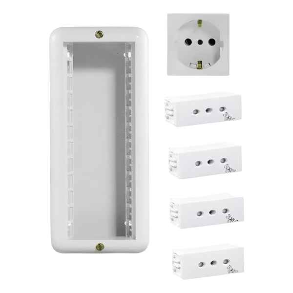 Caja Reggio 6 Módulos Con 1 Toma Schuko 4 Tomas Modular