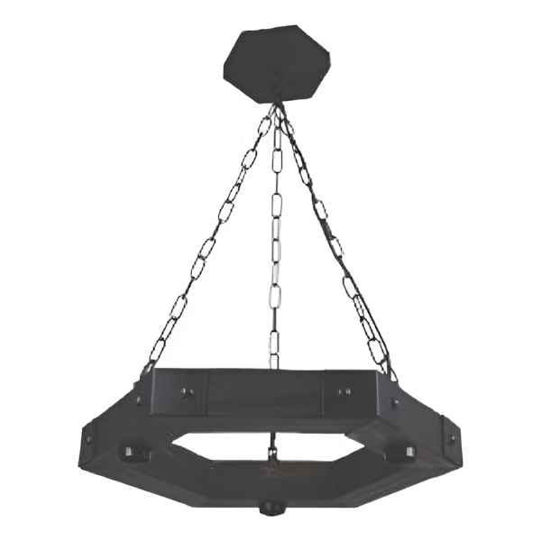 Colgante Madera Hexagonal Tres Luces Contacto Electricidad