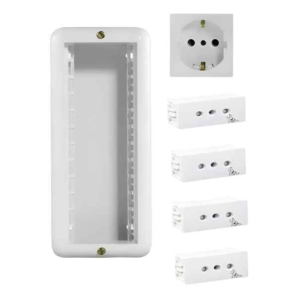 Caja Reggio 6 Módulos Con 1 Toma Schuko 4 Tomas Modular