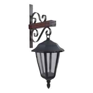 Farol Hexagonal Con Soporte Metal Y Madera