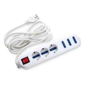 Zapatilla Con 3m De Cable Llave 3 Tomas Shucko Y 3 Modular