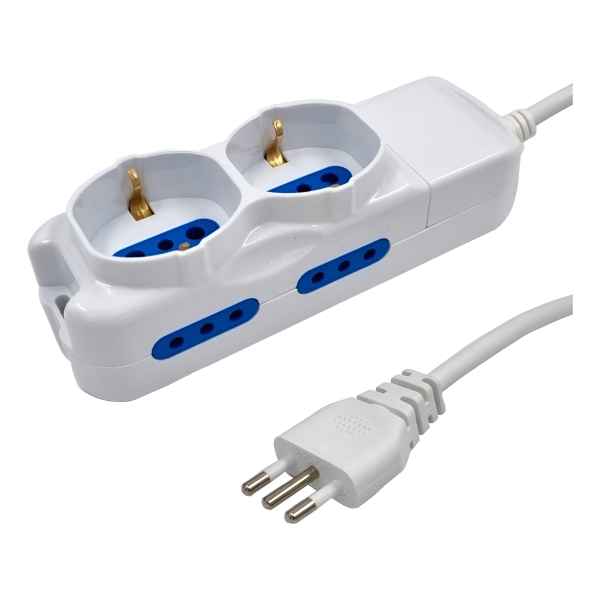Zapatilla Con 4 Tomas Modular Y 2 Shucko 3mt De Cable