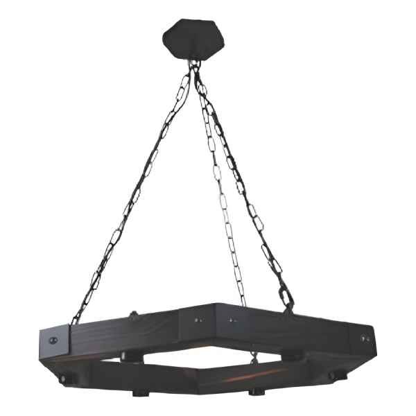 Colgante Madera Hexagonal 6 Luces Contacto Electricidad