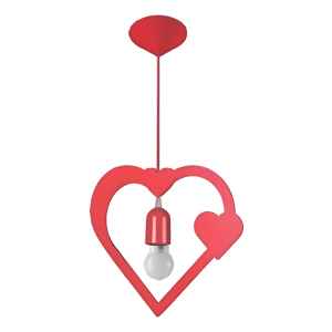 Colgante 1 Luz E27 En Mdf Corazón Contacto Electricidad