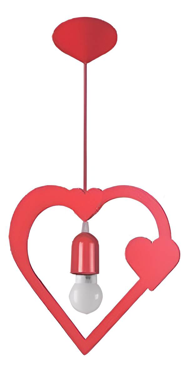 Colgante 1 Luz E27 En Mdf Corazón Contacto Electricidad