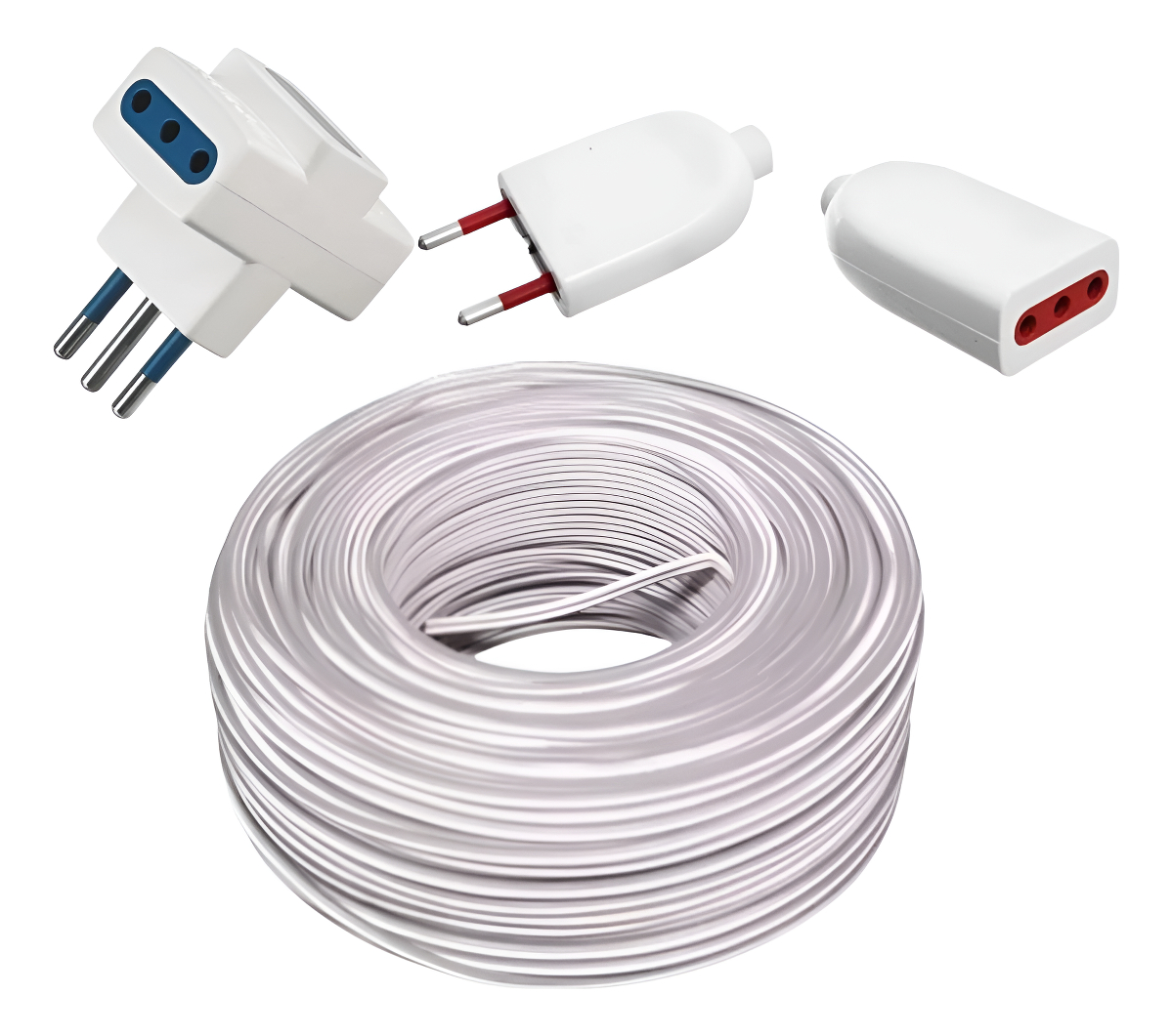 Alargue Armado 30mt Cable Gemelo 2x1 Con Fichas + Adaptador