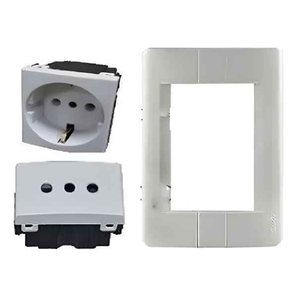 Plaqueta Completa 1 Toma Schuko + 1 Toma Modular Donna Kalop
