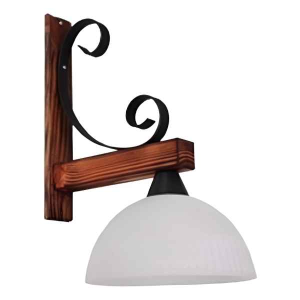 Aplique Pared Hierro Y Madera Con Campana