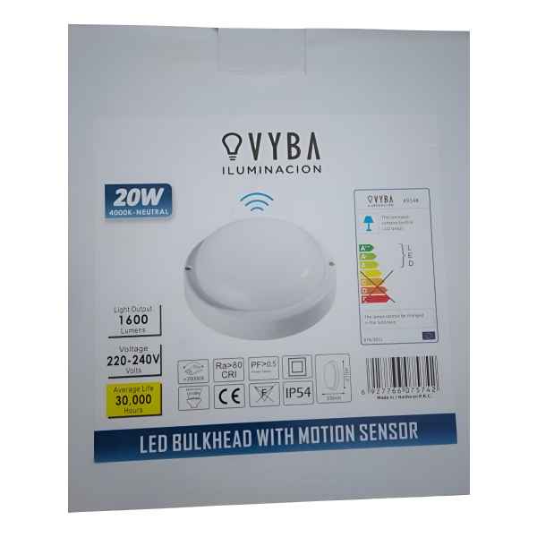 Lampara Led Con Sensor De Movimiento Vyba 20w Luz Neutra