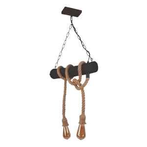 Colgante Rustico Con Dos Cuerdas Y Tronco En Madera