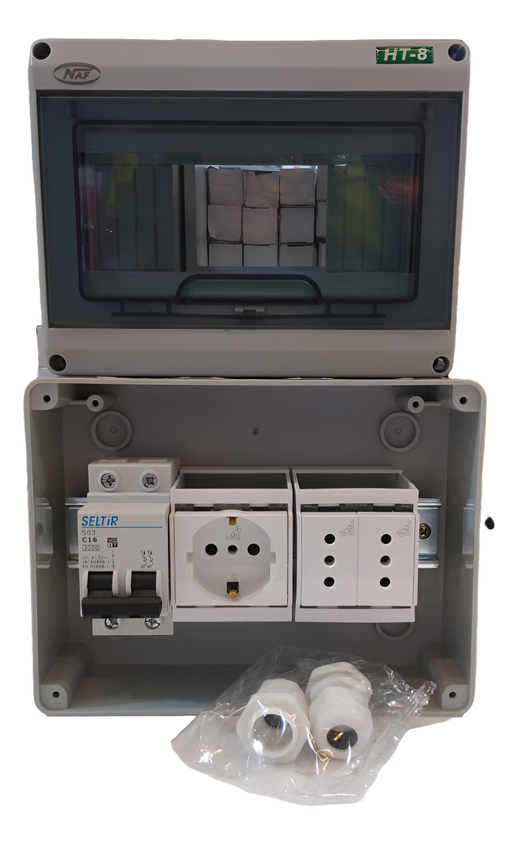 Tablero Estanco Ip65 12mod 1 Térmica 2 Tomas + 1 Tomaschuko