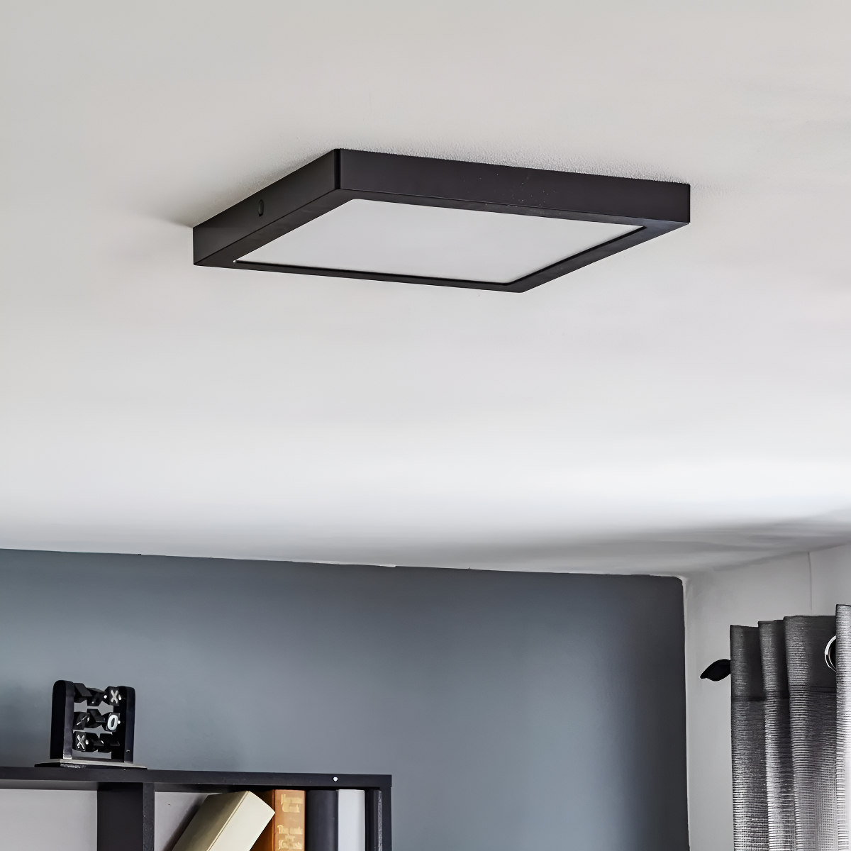Plafón Spot Artefacto Cuadrado Luz Led 12w Negro Contacto