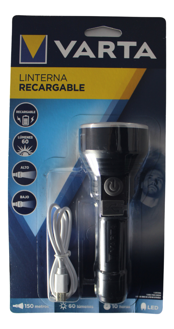 Linterna Táctica Recargable Varta Vvrvphcl4 Cor Negro Luz Blanco