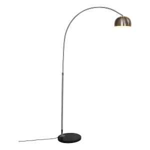 Lampara Pie Curva Cromada Base Mármol Altura Regulable