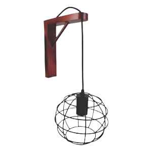 Aplique Pared Madera Con Jaula Esfera Grande Contacto Colon