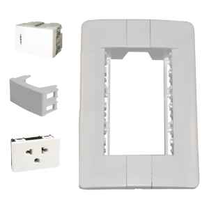 Plaqueta 3 Mod / Con 1 Toma Euro + Llave Unipolar + Ciego