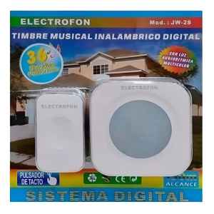 Timbre Inalámbrico Blanco Electrofon Jw-28 220v Digital 150m 36 Melodías