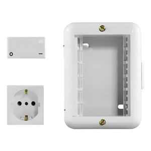 Caja Reggio 3 Módulos Con Toma Modular Schuko Y Bipolar