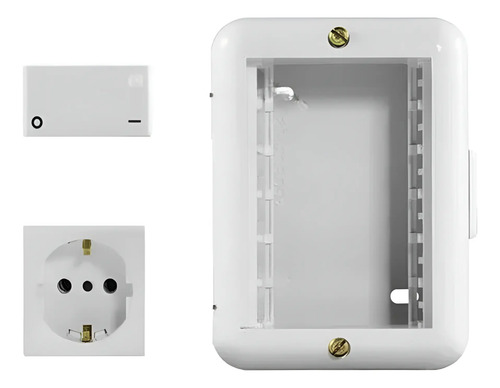 Caja Reggio 3 Módulos Con Toma Modular Schuko Y Bipolar