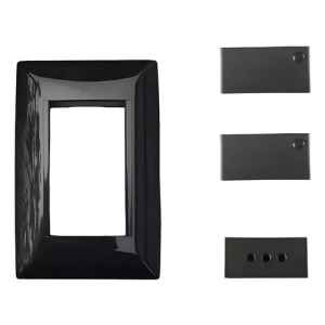 Plaqueta Molveno Atenea Negro + 2 Módulos Unipolar + 1 Toma