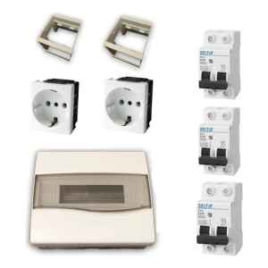 Tablero Embutido 12 Módulos + 3 Llaves Térmicas + 2 Shucko