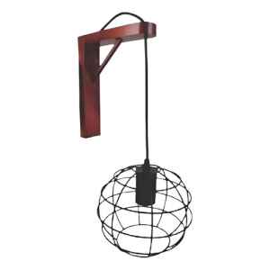 Aplique Pared Madera Con Jaula Esfera Grande Contacto Colon