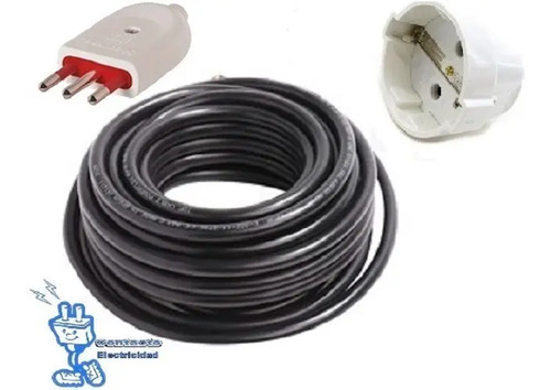 Alargue Armado 10mts Goma 3x2 Con Hembra Schuko Y Ficha - Imagen 2