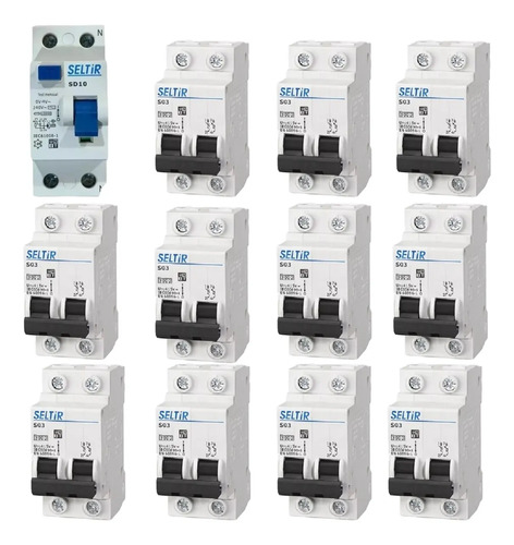 Pack 11 Llaves Térmicas Seltir + 1 Llave Diferencial