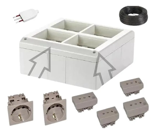 Caja Richi 8 Mod/con 2 Tomas Schuko + 4 Tomas 10m Goma 3x2mm - Imagen 2