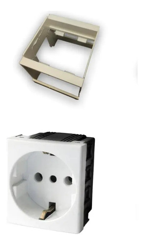 Riel Din Con Modulo Toma Schuko Donna Contacto Electricidad