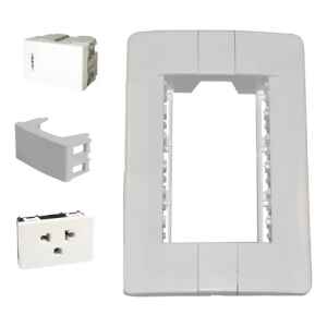 Plaqueta 3 Mod / Con 1 Toma Euro + Llave Unipolar + Ciego
