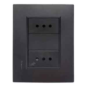 Plaqueta Flat Grafito Duomo Conatel + 2 Módulos Toma Modular