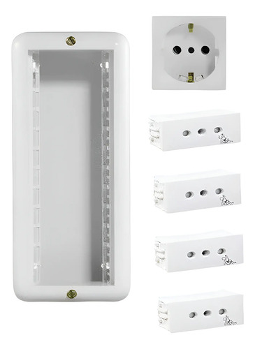 Caja Reggio 6 Módulos Con 1 Toma Schuko 4 Tomas Modular