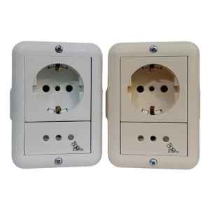 Caja Reggio Exterior 4 Módulos C/toma Modular Y Toma Schuko