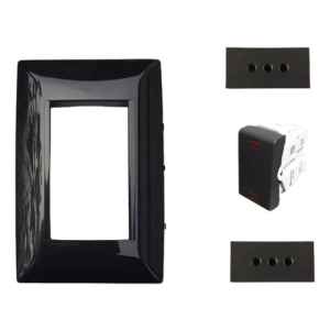 Plaqueta Molveno Atenea Negro + 1 Modulo Bipolar + 2 Toma