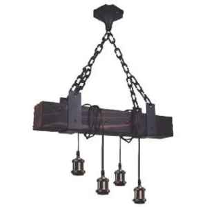 Colgante De Madera Con Cadenas Beta 4 X E27