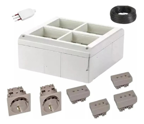 Caja Richi 8 Mod/con 2 Tomas Schuko + 4 Tomas 10m Goma 3x2mm
