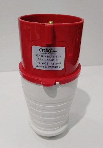 Ficha Industrial Macho 32 Amp 3 Polos + Tierra Roja Sassin - Imagen 3