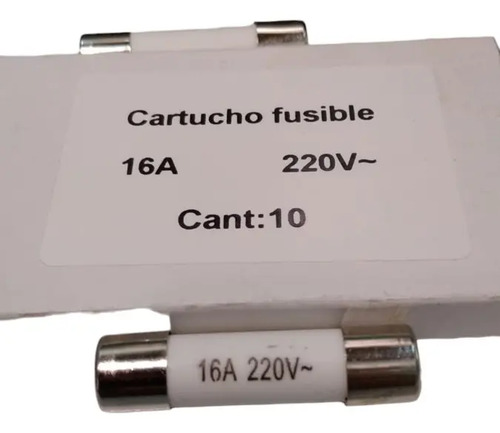 Pack 10 Cartucho Fusible Para Caja De Tapones 16 Amp