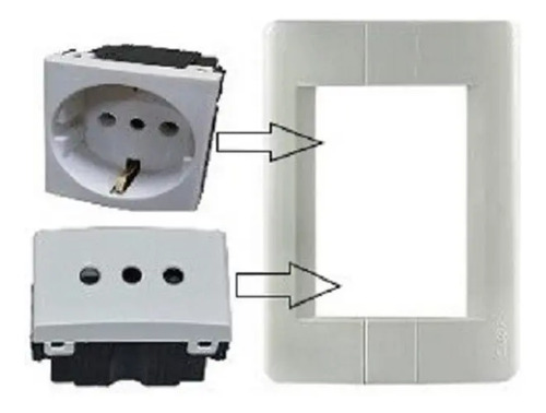 Plaqueta Completa 1 Toma Schuko + 1 Toma Modular Donna Kalop - Imagen 3