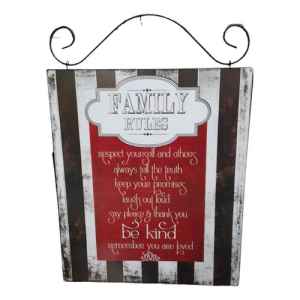 Carteles De Madera Cuadro Diseño Famyli Rules 41cm X 35cm