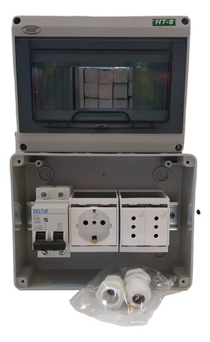 Tablero Estanco Ip65 12mod 1 Térmica 2 Tomas + 1 Tomaschuko