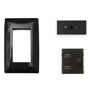 Plaqueta Molveno Atenea Negra + Modulo Cargador Usb + Toma