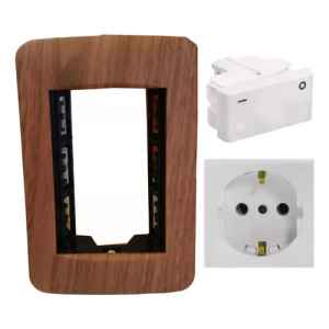 Plaqueta 3 Módulos Reggio Roble Mate + 1 Shucko + 1 Bipolar