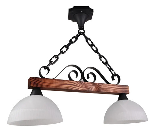 Colgante En Hierro Y Madera 2 Tulipas Contacto Electricidad