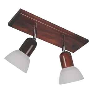 Spot Madera Base Barra 2 Luces Con Tulipa Contacto Colon