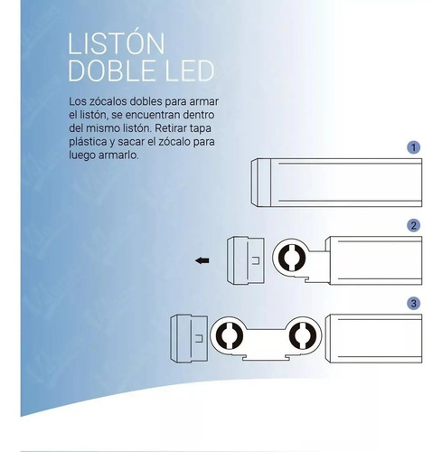Artefacto Plafón Listón Doble 60cm + 2 Tubo De Luz Led 9w - Imagen 5