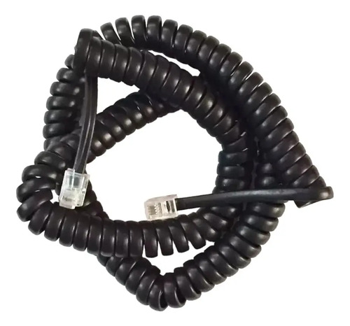 Cable Rulo Extensible De Teléfono Fijo Rj9 X 90cm Negro